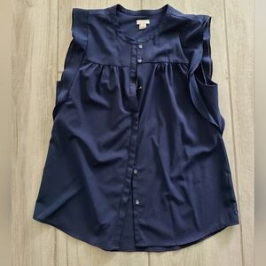 Navy Sleeveless Button-Up Women's Top J. Crew